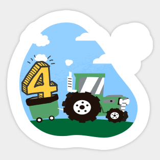 4th birthday tractor outfit for boys and farmers Sticker